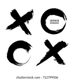 Set of black paint, ink, grunge, dirty brush strokes. Vector illustration.