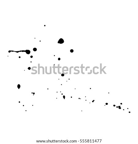 Set of black paint, ink, grunge, dirty brush strokes