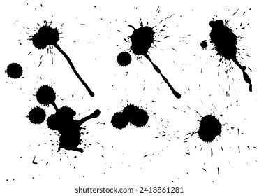 Set of black paint splashes. Abstract vector illustration. Splashes of black ink. Grunge splashes, text banners