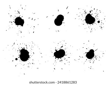 Set of black paint splashes. Abstract vector illustration. Splashes of black ink. Grunge splashes, text banners