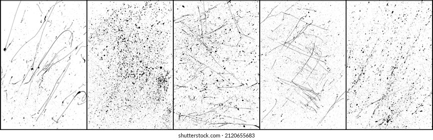 Set Of Black Paint Splatter Isolated On White Background. Distressed Overlay Texture. Water Splash Silhouette. Grunge Design Elements. Vector Illustration, EPS 10.