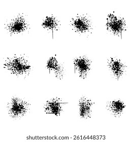 Set of Black Paint Splatter Textures with Dripping Element