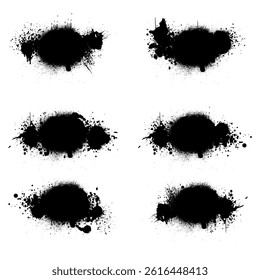 Set of Black Paint Splatter Textures with Dripping Element