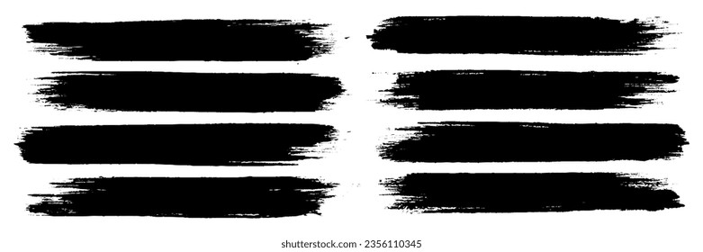 conjunto de trazo de pintura negro , pincel de tinta, pinceladas de pincel, pinceles, líneas, marcos, caja, gruñido. Colección de brochas poco fiables.