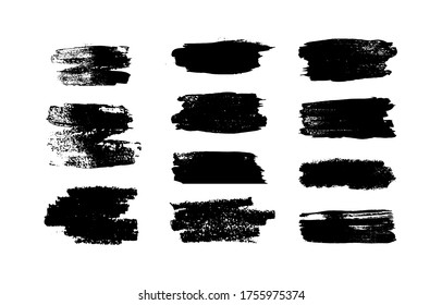 Set of black paint, strokes, brushes. Decoration elements