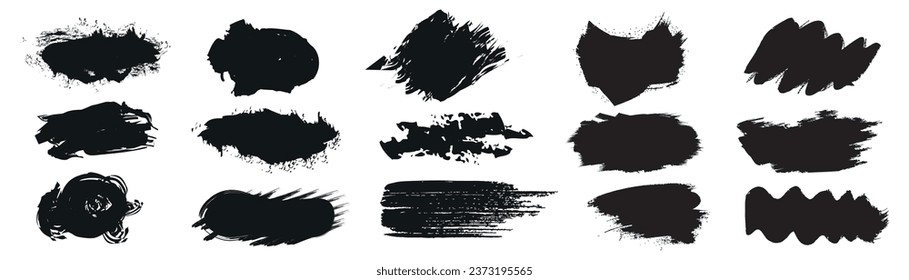 Set of black paint strokes on white background
