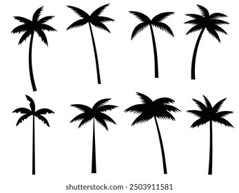 set of black palm trees