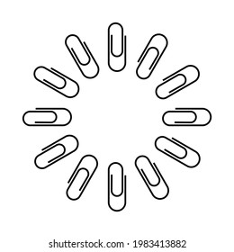 set of black paper clip icon vector illustration on white background