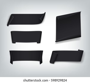 A set of black paper sale banners. Vector illustration