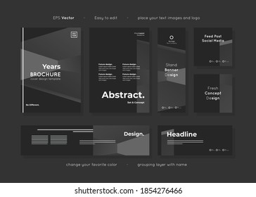 Set Black Paper Templates Layout Abstract Stock Vector (Royalty Free ...