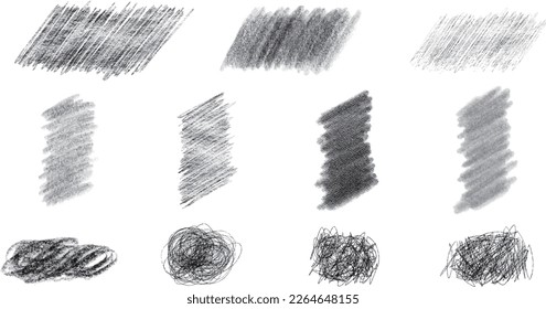 Satz von handgezeichneten schwarzBleistiften, Striche und Texturen