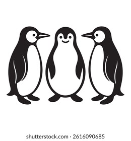 Set of black Penguin silhouettes