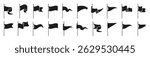Set of black pennant flags icons. Vector illustration