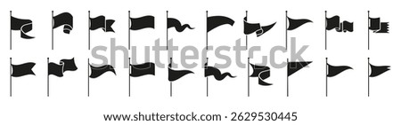 Set of black pennant flags icons. Vector illustration