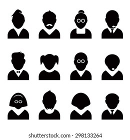 Set of black people icons. Vector Avatar Illustration