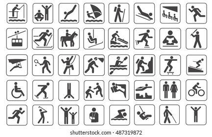 Set Of Black People And Sport Pictogram Vector 