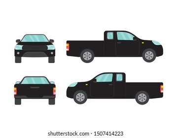 Set of black pickup truck on white background,vector illustration