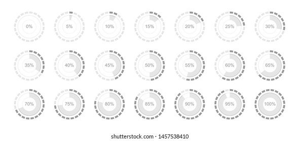 Set of black pie chart infographic elements vector design. For business, finance, web, design, downloading. 
