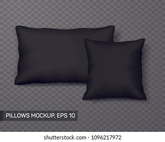 Set of black pillow mockup or template, front view