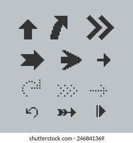 Set Of Black Pixel Arrows