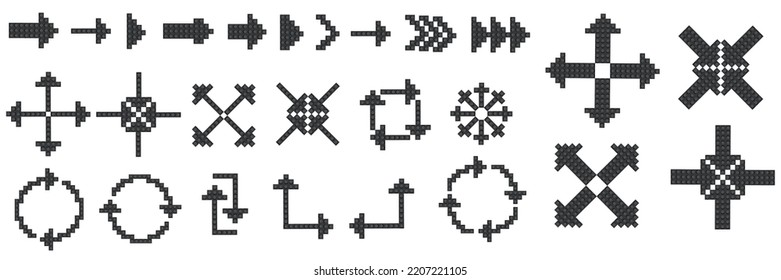 set of black pixel arrows on white background from the constructor