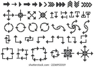 set of black pixel arrows on white background from the constructor
