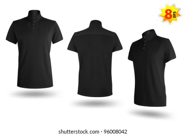 Set of black Polo shirts template for men. Mesh and gradients only design.