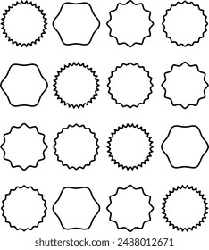 Set of black price sticker, sale or discount sticker, sunburst badges icon. Special offer price tag. Flat vector illustration isolated on white background eps 10.