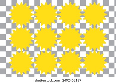 Set of black price sticker, sale or discount sticker, sunburst badges icon. Star shape with different number of rays. Special offer price tag. Starbrust collection. Isolated on white background