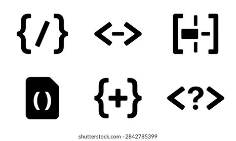 Set of black programming icons