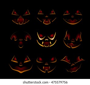 Set of black pumpkins for Halloween