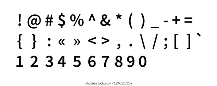 Set of black punctuation marks and numbers on blank background. Eps10