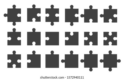Набор черных кусочков головоломки