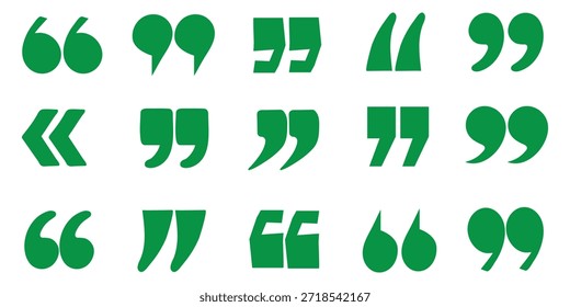 Conjunto de línea de icono de cita negra y estilo plano . Objeto Icono de cita, comentario de diálogo de discusión, signo de apertura y cierre de cita, Ilustración vectorial 