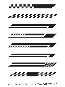 Set of black racing stripes for car or vehicle customization