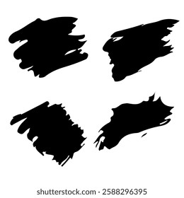 Set of Black random brush strokes. On transparent white background. Good for design combinations on banners and flyers