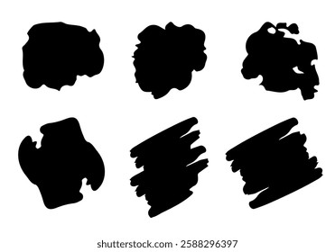 Set of Black random brush strokes. On transparent white background. Good for design combinations on banners and flyers