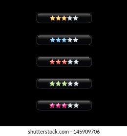 set of black rating stars 