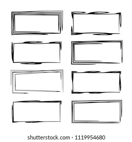 Set Black Rectangle Grunge Frames Geometric Stock Vector (Royalty Free ...