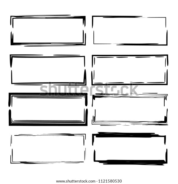 Set Black Rectangle Grunge Frames Geometric Stock Vector (Royalty Free ...