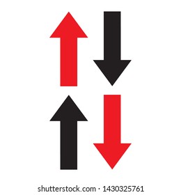set of black and red arrows icon vector.