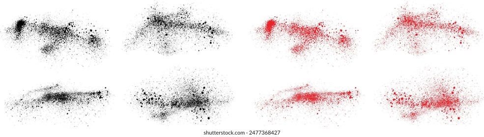 Set von schwarzen und roten Farben Vampir Blut Splatter Hintergrund. Grunge Splatter Pinselstrich