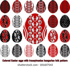 Set of black and red Easter eggs - Vector illustration