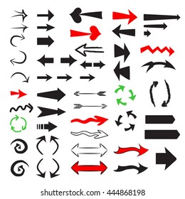 Set black, red and green vector arrows