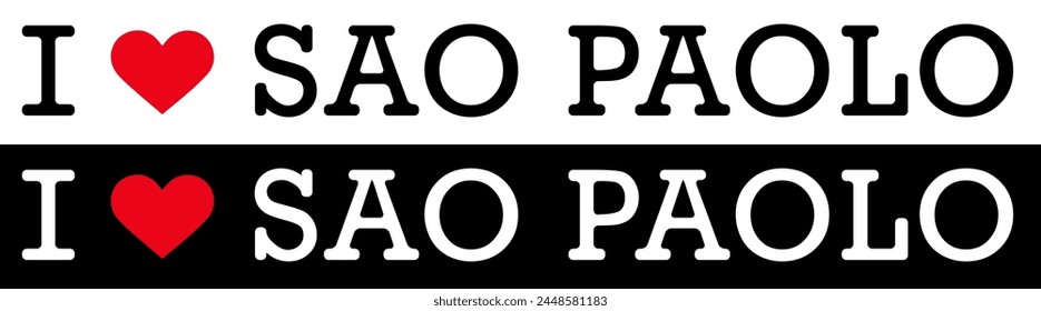 Set Black Red White I Heart Love ♥ São Sao Paulo Brazil Vector EPS PNG Clip Art No Transparent Background