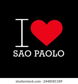 Set Black Red White I Heart Love ♥ São Sao Paulo Brazil Vector EPS PNG Clip Art No Transparent Background