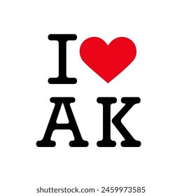 Conjunto Negro Rojo Blanco I Corazón Amor ♥ AK Alaska EE.UU. Vector EPS PNG Clip Arte Sin Fondo Transparente