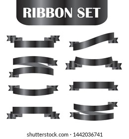 Set of black ribbon banners. Vector illustration.