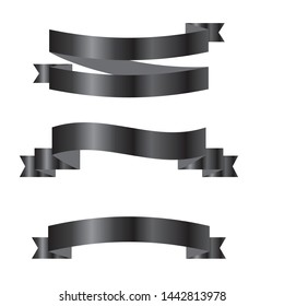 Set of black ribbon banners. Vector illustration.