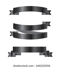 Set of black ribbon banners. Vector illustration.